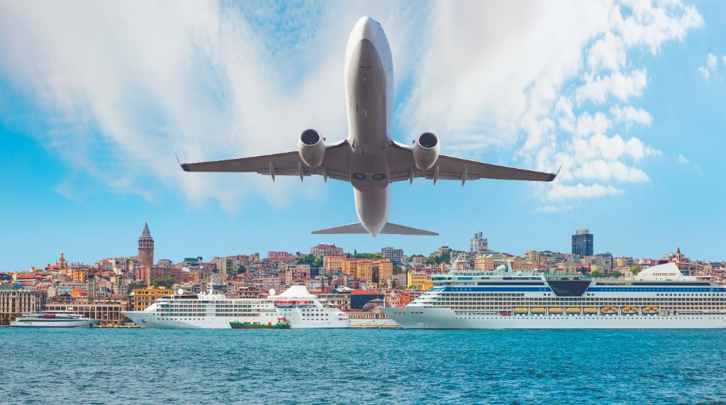 Aircraft and maritime operations near a harbor city